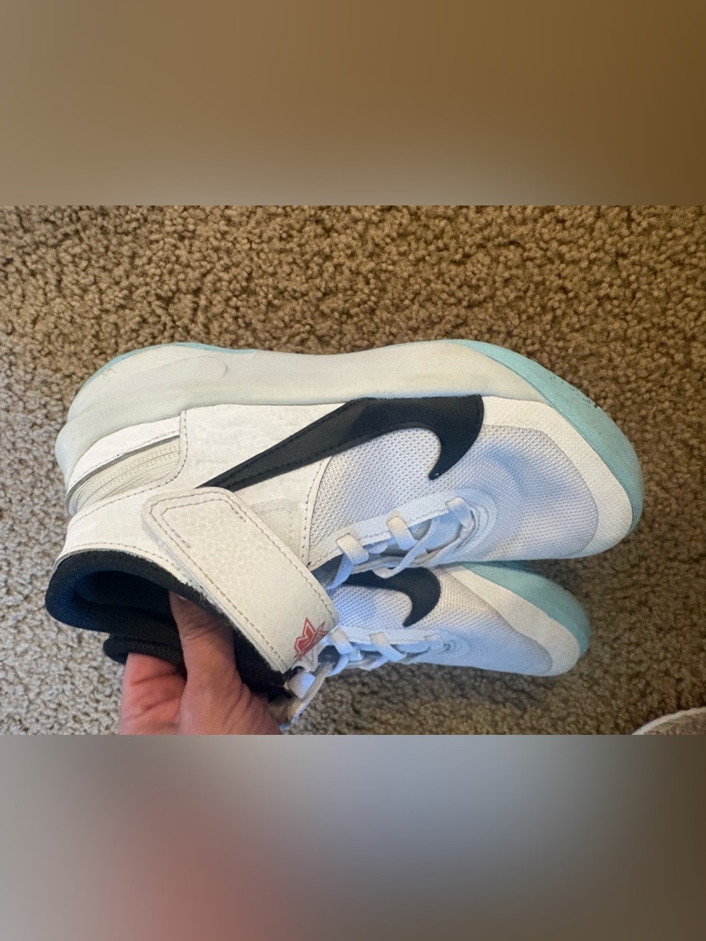 Nike Kids White High-Top basketball shoes